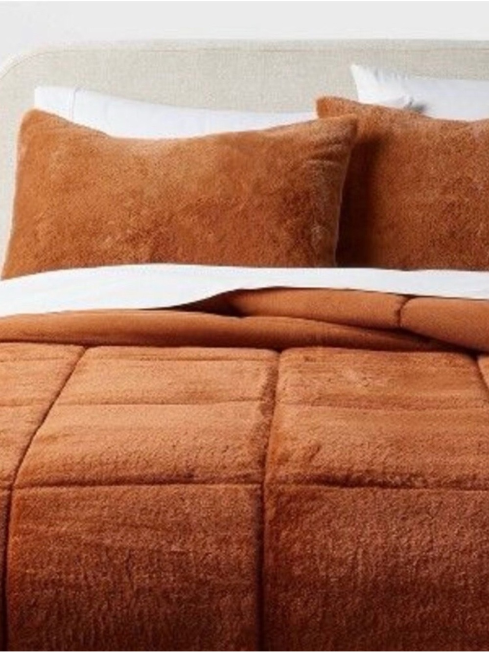 Threshold Faux Fur Box Stitch Comforter Set